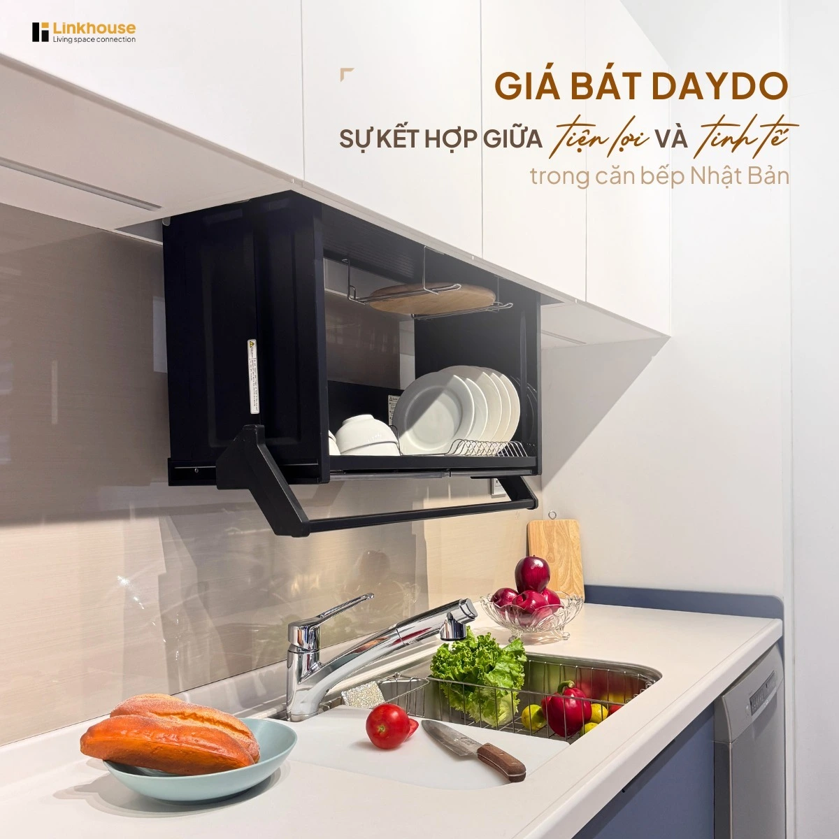 Giá bát nâng hạ Daydo – Giải pháp thông minh, tiện nghi cho căn bếp hiện đại