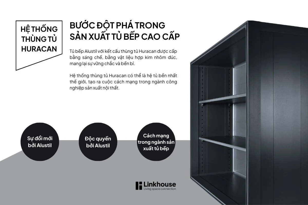 Hệ thống thùng tủ Huracan – bước đột phá trong sản xuất tủ bếp cao cấp