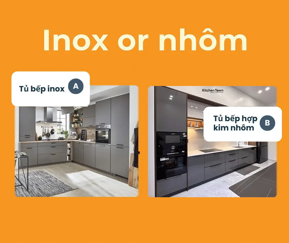 So sánh tủ bếp inox VS tủ bếp hợp kim nhôm