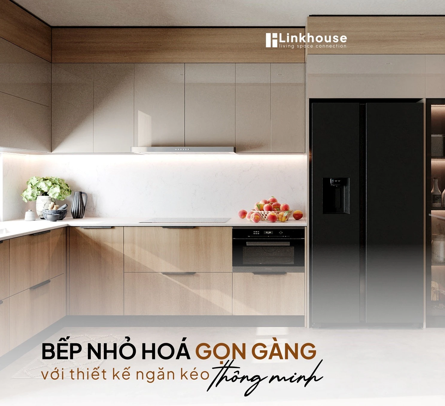 BẾP NHỎ HOÁ GỌN GÀNG VỚI THIẾT KẾ NGĂN KÉO THÔNG MINH