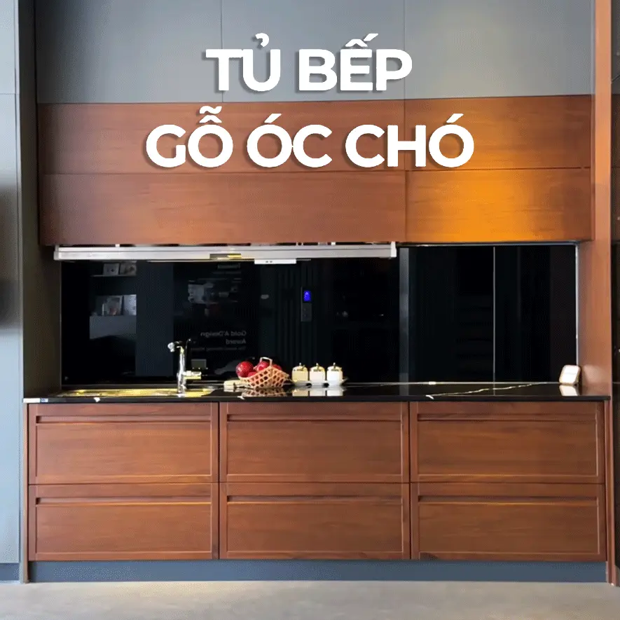 Thi công tủ bếp hợp kim gỗ óc chó đẳng cấp